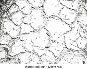 Distressed overlay texture of cracked concrete, stone or asphalt. grunge background. abstract halftone vector illustration