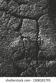Distressed overlay texture of cracked concrete, stone or asphalt. grunge background. abstract halftone vector illustration