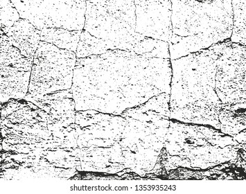Distressed overlay texture of cracked concrete, stone or asphalt. grunge background. abstract halftone vector illustration