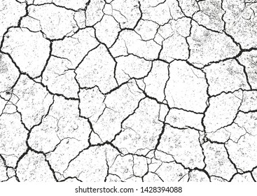 Distressed overlay texture of cracked concrete, stone or asphalt. grunge background. abstract halftone vector illustration