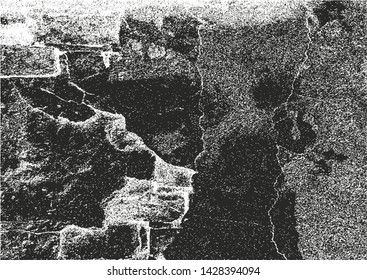Distressed overlay texture of cracked concrete, stone or asphalt. grunge background. abstract halftone vector illustration