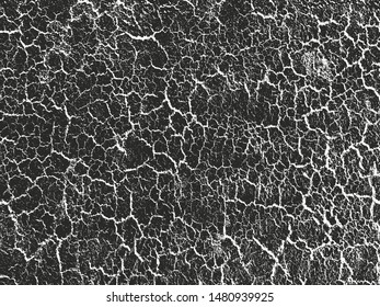 Distressed overlay texture of cracked concrete, stone or asphalt. grunge background. abstract halftone vector illustration