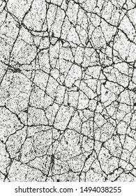 Distressed overlay texture of cracked concrete, stone or asphalt. grunge background. abstract halftone vector illustration