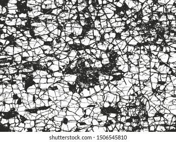 Distressed overlay texture of cracked concrete, stone or asphalt. grunge background. abstract halftone vector illustration