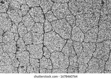 Distressed overlay texture of cracked concrete, stone or asphalt. grunge background. abstract halftone vector illustration