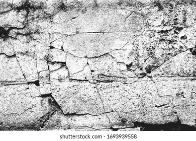 Distressed overlay texture of cracked concrete, stone or asphalt. grunge background. abstract halftone vector illustration