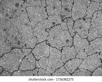 Beklemmte Overlay-Struktur aus gebrochenem Beton, Stein oder Asphalt. Hintergrund. Abstrakte Darstellung von Halftone-Vektoren