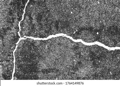 Distressed overlay texture of cracked concrete, stone or asphalt. grunge background. abstract halftone vector illustration