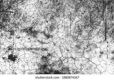 Distressed overlay texture of cracked concrete, stone or asphalt. grunge background. abstract halftone vector illustration