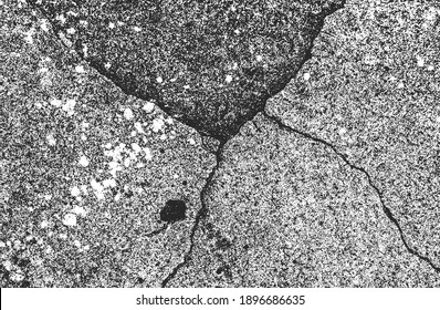 Distressed overlay texture of cracked concrete, stone or asphalt. grunge background. abstract halftone vector illustration