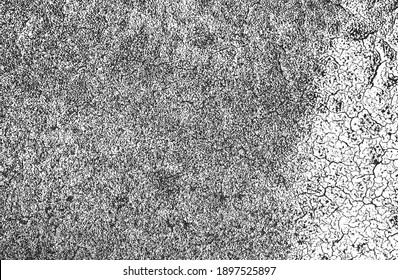 Distressed overlay texture of cracked concrete, stone or asphalt. grunge background. abstract halftone vector illustration