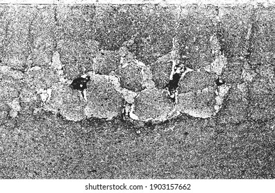 Distressed overlay texture of cracked concrete, stone or asphalt. grunge background. abstract halftone vector illustration