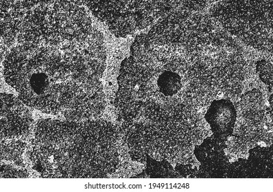 Distressed overlay texture of cracked concrete, stone or asphalt. grunge background. abstract halftone vector illustration