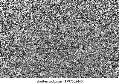 Distressed overlay texture of cracked concrete, stone or asphalt. grunge background. abstract halftone vector illustration