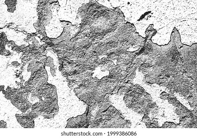 gestörte Überlagerungstextur aus gebrochenem Beton, Stein oder Asphalt. brüchiger Hintergrund. abstrakte Halbtonvektorgrafik