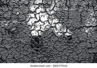gestörte Überlagerungstextur aus gebrochenem Beton, Stein oder Asphalt. brüchiger Hintergrund. abstrakte Halbtonvektorgrafik