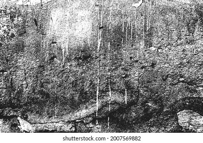 gestörte Überlagerungstextur aus gebrochenem Beton, Stein oder Asphalt. brüchiger Hintergrund. abstrakte Halbtonvektorgrafik