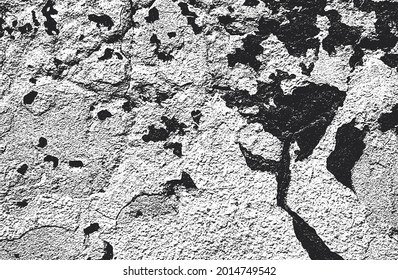 Distressed overlay texture of cracked concrete, stone or asphalt. grunge background. abstract halftone vector illustration