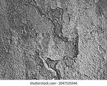 Distressed overlay texture of cracked concrete, stone or asphalt. grunge background. abstract halftone vector illustration
