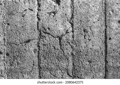 gestörte Überlagerungstextur aus gebrochenem Beton, Stein oder Asphalt. brüchiger Hintergrund. abstrakte Halbtonvektorgrafik