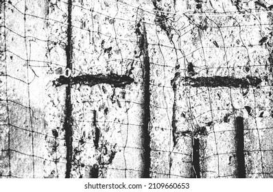 gestörte Überlagerungstextur aus gebrochenem Beton, Stein oder Asphalt. brüchiger Hintergrund. abstrakte Halbtonvektorgrafik