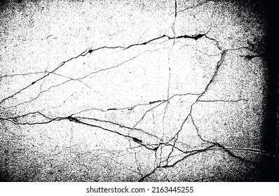 Texture de superposition déformée de béton, de pierre ou d'asphalte fêlé. arrière-plan grunge. illustration vectorielle abstraite demi-teint