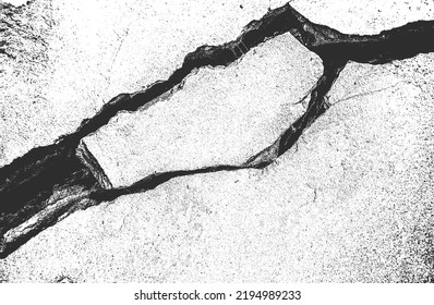 Distressed overlay texture of cracked concrete, stone or asphalt. grunge background. abstract halftone vector illustration