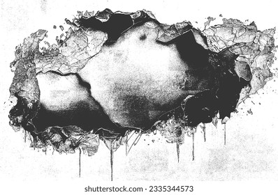 Distressed overlay texture of cracked concrete, stone or asphalt. grunge background. abstract halftone vector illustration
