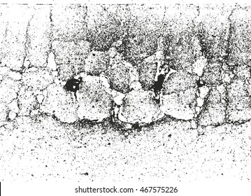 Distressed overlay texture of cracked concrete. grunge background. abstract halftone vector illustration