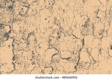 Distressed overlay texture of cracked concrete. grunge background. abstract halftone vector illustration