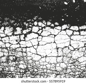 Distressed overlay texture of cracked concrete, stone or asphalt. grunge background. abstract halftone vector illustration