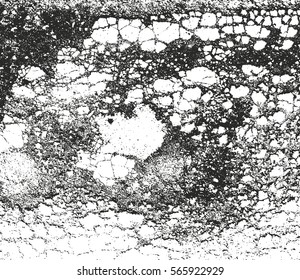 Distressed overlay texture of cracked concrete, stone or asphalt. grunge background. abstract halftone vector illustration