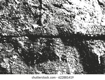 Distressed overlay texture of cracked concrete, stone or asphalt. grunge background. abstract halftone vector illustration