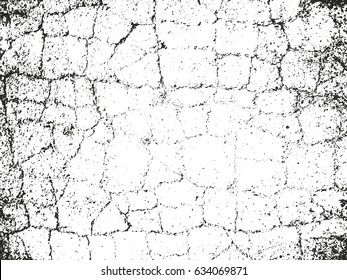 Distressed overlay texture of cracked concrete, stone or asphalt. grunge background. abstract halftone vector illustration