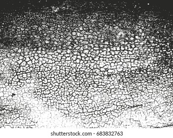 Distressed overlay texture of cracked concrete, stone or asphalt. grunge background. abstract halftone vector illustration
