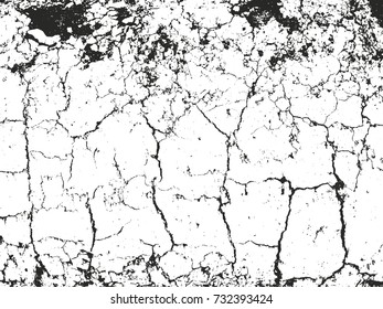 Distressed overlay texture of cracked concrete, stone or asphalt. grunge background. abstract halftone vector illustration