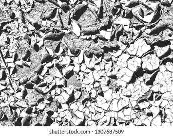 Distressed overlay texture of cracked paint, stone or asphalt. grunge background. abstract halftone vector illustration