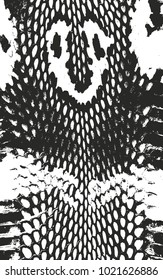Distressed overlay texture of crocodile or snake skin leather, grunge vector background.