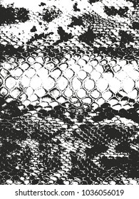 Distressed overlay texture of crocodile or snake skin leather, grunge vector background.
