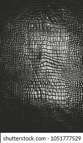 Distressed overlay texture of crocodile or snake skin leather, grunge vector background.