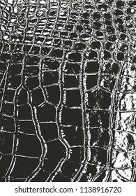 Distressed overlay texture of crocodile or snake skin leather, grunge vector background.
