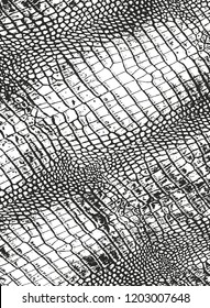 Distressed overlay texture of crocodile or snake skin leather, grunge vector background.