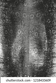 Distressed overlay texture of crocodile or snake skin leather, grunge vector background.