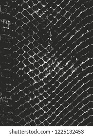 Distressed overlay texture of crocodile or snake skin leather, grunge vector background.