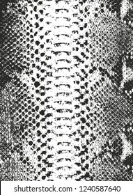 Distressed overlay texture of crocodile or snake skin leather, grunge vector background.