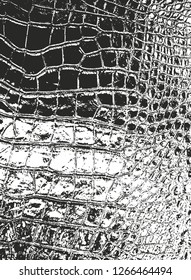 Distressed overlay texture of crocodile or snake skin leather, grunge vector background.