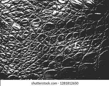 Distressed overlay texture of crocodile or snake skin leather, grunge vector background.