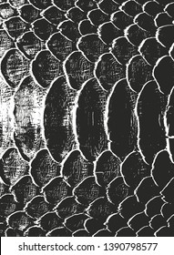 Distressed overlay texture of crocodile or snake skin leather, grunge background. abstract halftone vector illustration
