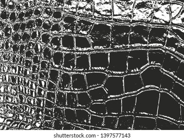 Distressed overlay texture of crocodile or snake skin leather, grunge background. abstract halftone vector illustration