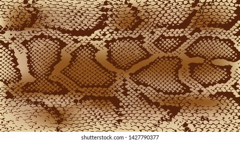 Distressed overlay texture of crocodile or snake skin leather, grunge vector background. brown camouflage print